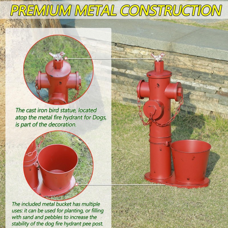 20.9"H Metal Fire Hydrant for Dogs to Pee On with