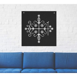 Papa Legba Voodoo Veve Wall Tapestry - Goat Skull Sigil of Lucifer Pentagram Dragon Demon Evil Mendes Goat's Head Gothic Metal Occult Punk Satan Satanic Death Wicca Baphomet Leviathan Cross Inverted
