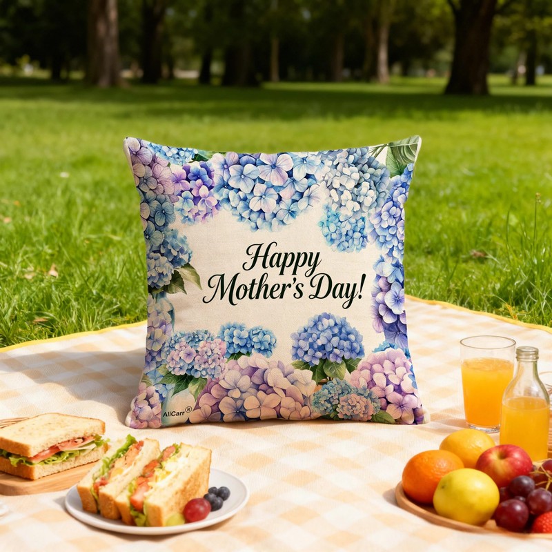 AliCarr Happy Mothers Day Decorative Throw Pillow Covers - Hydrangea
