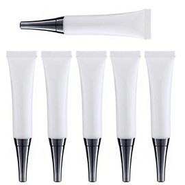6Pcs 15ML/0.5OZ Empty Plastic Squeeze Tubes Soft Eye Cream Squeeze Tubes with Silver Cap Sample Travel Container Dispenser Eyecream Lip Balm Gloss(White)