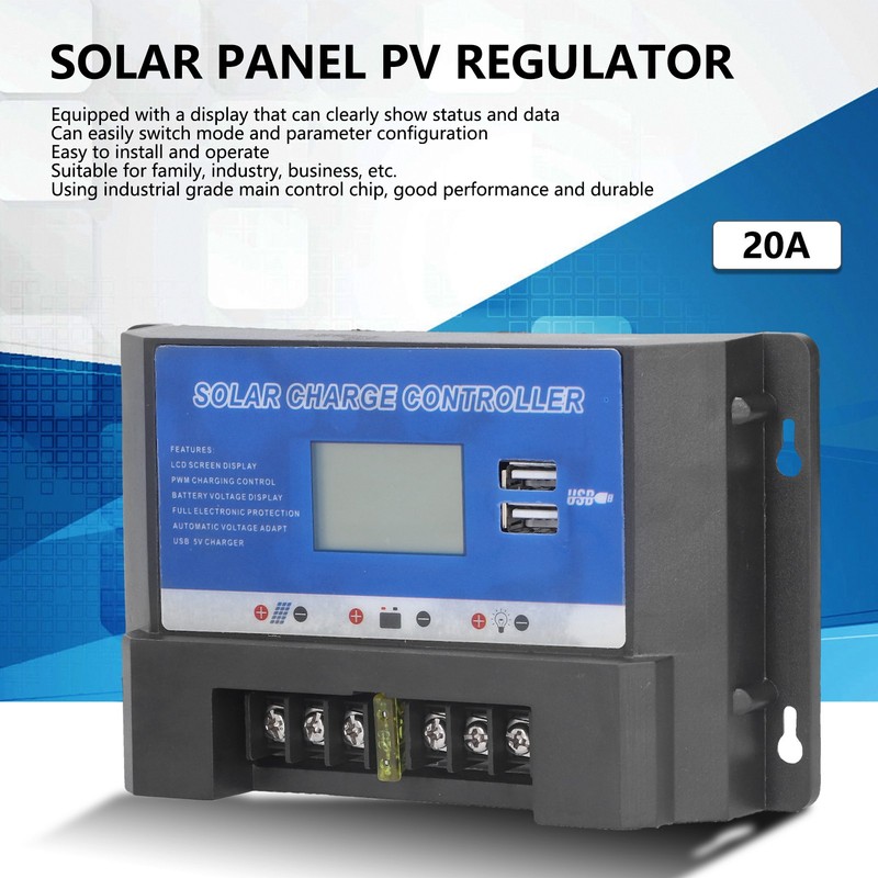 Solar Charge Controller LCD Display Dual Usb Interface Durable Solar