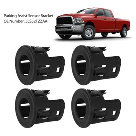 Grcfumo 4 Pcs Parking Assist Sensor Bracket, Black Rear Bumper Parking Aid Assist Bracket, Parking Assist Sensor Bracket Bezels for Bumper 1500 2014 to 2018