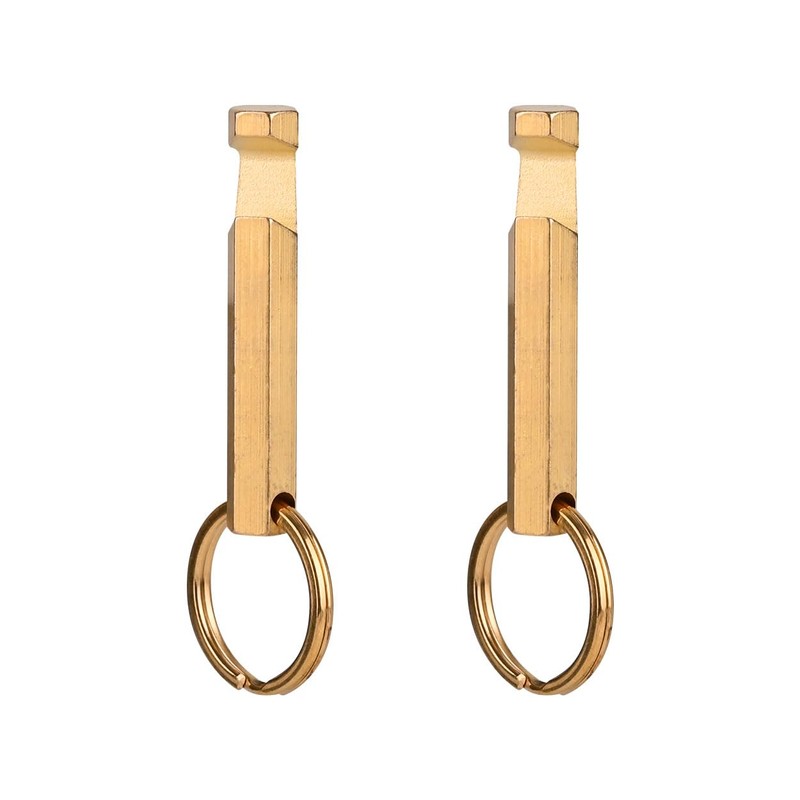 NBGDY 2PCS Solid Brass Keychain Beer Bottle Opener with Brass