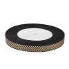 JP Ribbons 3/8 Black Satin Single Face Ribbon Golden Stripe-24.6