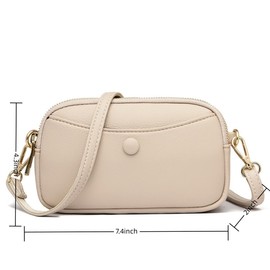 IAMUHI Faux Leather Small Crossbody Phone Purse for Women,Mini Shoulder Handbags and Purses Wristlet Wallet Purse,Beige