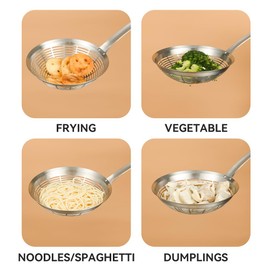 VANDHOME Skimmer Slotted Spoon 6 Inch 304 Stainless Steel Strainer Ladle For Kitchen, Kitchen Spider Pasta Strainer for Cooking Draining and Frying