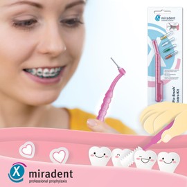 miradent Pic-Brush® Interdentalbürste weiss 0,6 - 2,0 mm mit bewährter Aufsteckfunktion 6 Stück | für eine optimal gründliche Reinigung der Zahnzwischenräume, Brackets, Zahnspangen, Brücken
