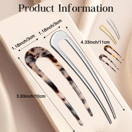 4Pcs Alloy French Hair Pins, U Shaped Hair Fork Delicate French Twist Pins for Variety Occasions French Pins for Thick Hair for Women and Girls Hairstyle Accessories