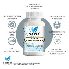 Saisa Herbal Ksm 66 Manejo Del Estres 120 Cáp Premium