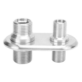 A/C Bulkhead, Car 2‑Port Air Conditioner Bulkhead Connector Universal Modification Replacement for Hot Rod(Silver)