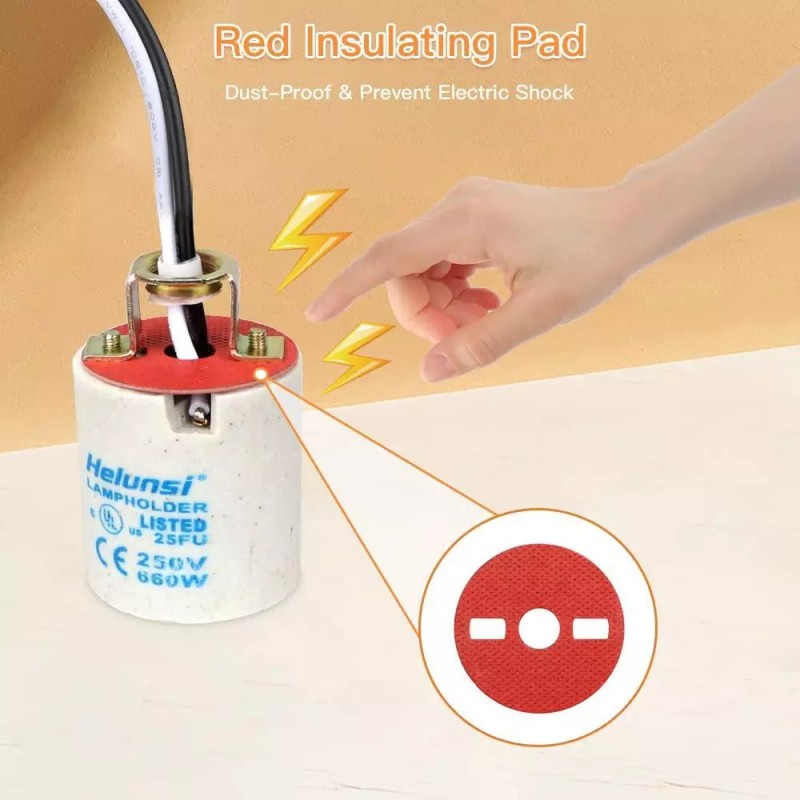 YI Lighting Ceramic E26 Medium Socket Holder Lamp Fixture with