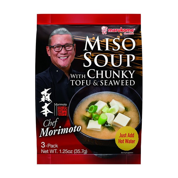 Marukome Chef Morimoto Miso Soup with Tofu and Seaweed, 1.25 Ounce (Pack of 12)
