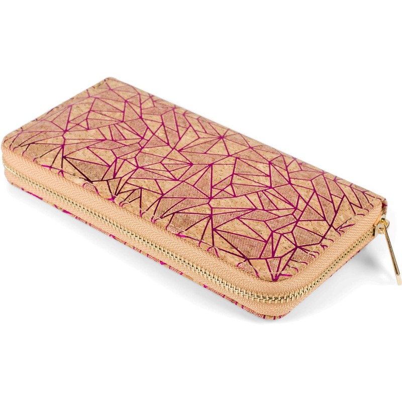styleBREAKER 02040148 Women's Cork Purse with Geometric Metallic Prism Pattern