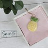 White Ceramic Lunch Napkin Holder with Roped Weight - Pineapple