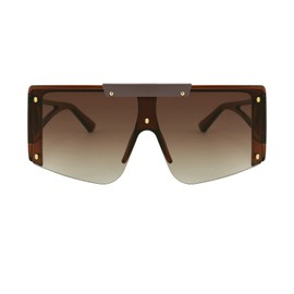 FEISEDY Women Sunglasses, Oversized Square Flat Top Shield Shades for Men B4060