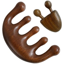 2pcs Round Wide Tooth No-Static Head Sandalwood Massage Comb Narural Lymphatic Drainage Massager Scalp Massager Round Tooth Comb，Face Lift Tools for Fatigue Relief Point Massage and Scraping Manual