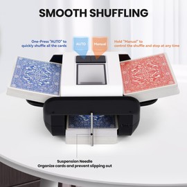 Automatic Card Shuffler for 1-2 Decks, Electric Playing Card Shuffler Machine, One Press Shuffling, Low Noise, Rechargeable & Portable Casino Card Shufflers for UNO, Poker, Bridge, Blackjack, Skip-Bo