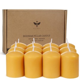 Beeswax Votive Candles-12 Pack Natural Small Votives Set for Home Room Decor Party Wedding Spa Gift
