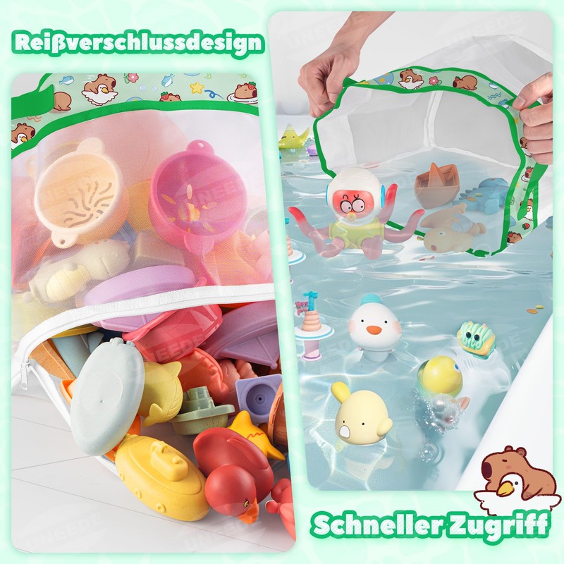 UNEEDE Bath Toy Storage with 3 Compartments, Bath Toy Storage,