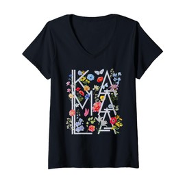Womens Kamala Harris Vintage Floral Feminine First Female President V-Neck T-Shirt