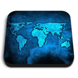 1 x Square MDF Fridge Magnet - World Map Earth Travel 3799
