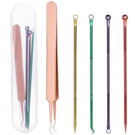 Aruicheng Blackhead Remover Tool Pimple Popping Kit Stainless Steel Comedone Extractor Tools with Storage Box for Removing Pimple, Blackheads, Acne, Zit on Face 5 Pcs