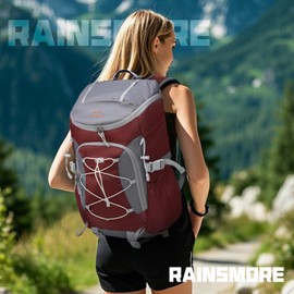 RAINSMORE Foldable Hiking Backpack for Women Men Packable Camping Backpack Lightweight Hiking Bag 40L Waterproof Hiking Daypacks for Travel Trekking Outdoor Large Capacity Red