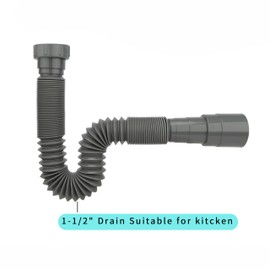 Leirsdam Universal Flexible P Trap Drain Pipe(1-1/2") and The Drain Side is A Straight Drain Tube in 4 Common Sizes