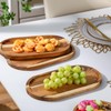 Yaomiao 4 Pcs Acacia Wooden Serving Tray Oval Shaped Rustic