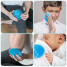 Navaris Round Gel Ice Pack Set - Set of 10 Small Reusable Gel Ice Packs for Hot/Cold Use