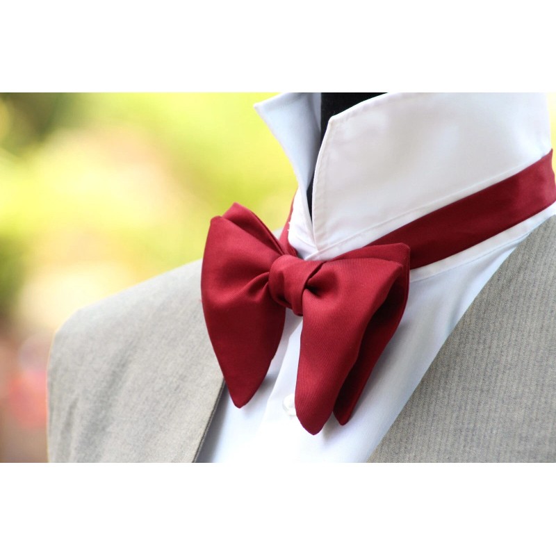 Camellucci Men's Self tied Bow Tie Maroon Silk Butterfly Bowtie