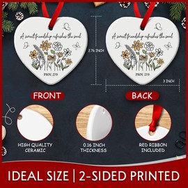 Kilyhome Friendship Gifts for Women, Christmas Hanging Ornaments, Cute Floral Gift for Girl Friend BFF - Sweet Friends Ornament with Bible Verse