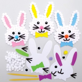 Baker Ross Easter Bunny Pom Poms 5 Pieces Pompoms for Kids Craft (AX763)