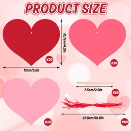 JarThenaAMCS 60Pcs Valentine's Day Heart Craft Paper Scratch for Classroom Red Pink Art Paper with Ribbon Wooden Stylus Stick 3 Colors Scratch Off Paper for DIY Craft Party Favor Supplies