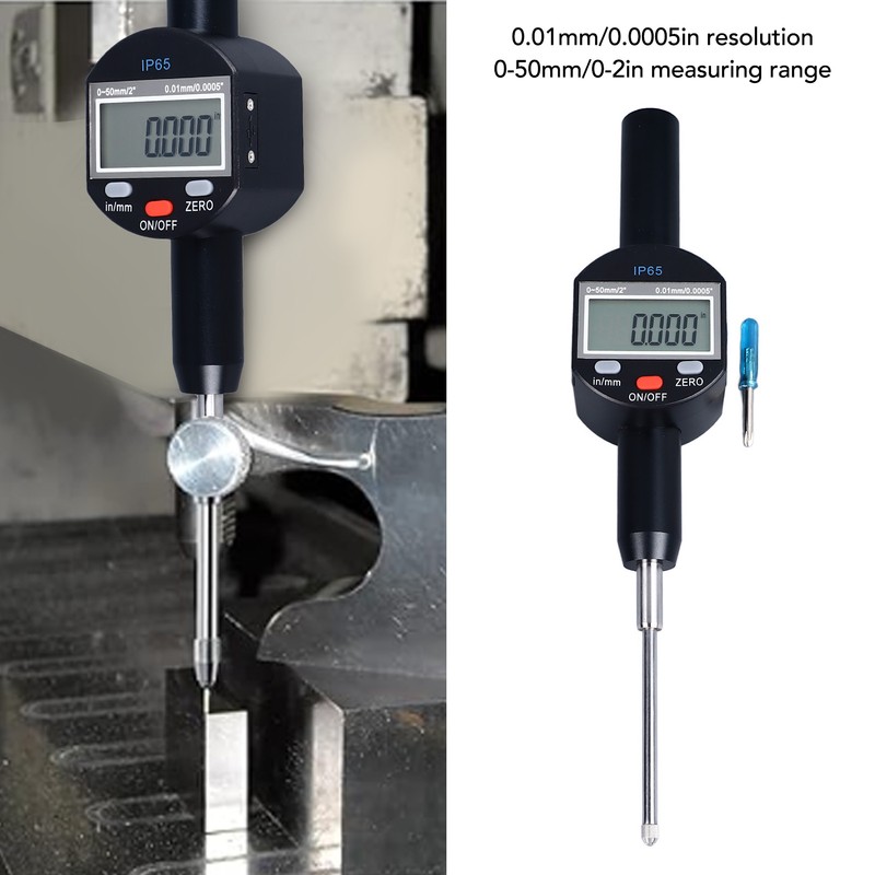 Digital Dial Indicator 0.01mm 0.0005in Resolution 0 To 50mm 2in
