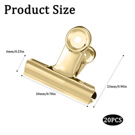 Nzexlyva 20 Pcs Small Metal Bulldog Clips, Gold Round Metal Clips, 22mm Binder Paper Clips Clamps for Paper Pictures Organizers, Crafts Hanging Art, Home and Office Decoration, Price Tag