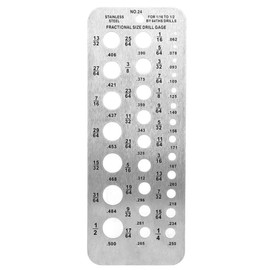 Drill Bit Guide, 29 Sizes Index Stainless Steel Drill Gauge Bolt Wire Diameter Size Bit Gauge with Hanging Hole for 1/16 Inch to 1/2 Inch by 1/64 Inch Size Bits Measurement