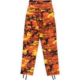 Mens Orange Camouflage Tactical BDU Pants Military Cargo Fatigues Camo Fashion Trousers - L (38" x 32")