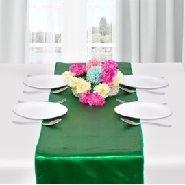 12 Pack Green Satin Table Runner 12 x 108 Inches Long | Bright, Smooth and Silky Table Decor for Birthday Party Wedding Banquet Decorations - Green