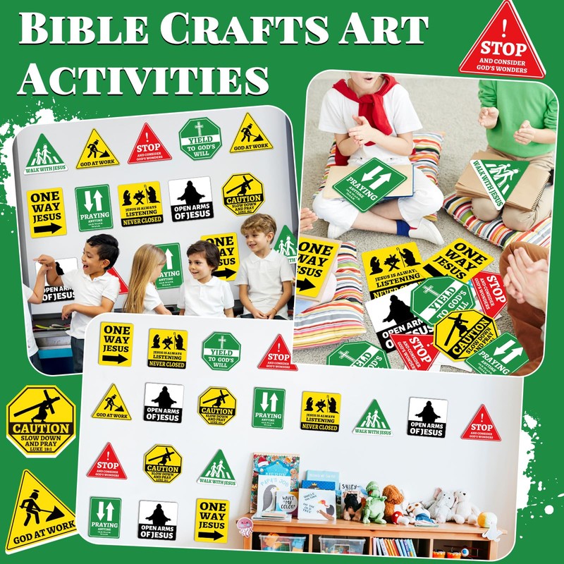 27PCS Religious Cutouts Jesus VBS Construction Traffic Road Sign for