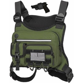 HAMBOLY Chest Bag for Men and Women, Tactical Running Chest Pack with Pistol Holster, Slim Anti-Bounce Design, Universal Fit for Travel, Motorcycle Riding, Workouts