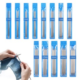 Coopay 65 pcs Double Pointed Knitting Needles Set, 15cm Short Double Ended Knitting Needles for Beginner, 1.5-5.0mm Metal Straight Needles Starter Kit for Sock, DPNs Knitting Pins Set