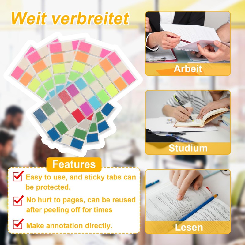 Huotflame Transparente Haftnotizen Index Tabs – 10 Farben PET Klebezettel