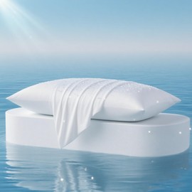 Vaulia Cooling Pillow Cases for Hot Sleepers, Cool Pillowcases for Night Sweats, Soft Silky Breathable Cold Pillow Covers Set of 2 Standard Size with Envelope Closure, White, 20x26 Inches