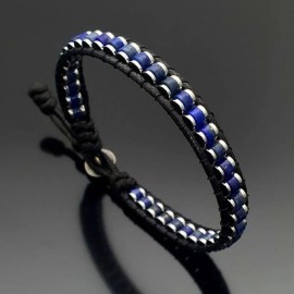 Unbranded Lapis Lazuli Leather Crystal Healing Women Men Protection Retro Bracelet Gifts