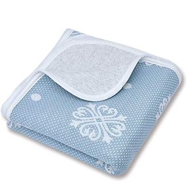 Organic Cotton Patterned Baby Crib Blanket for All Seasons - Warm, Breathable, Super Soft, Thick and Light Weight Quilted Toddler Blanket for Boys and Girls 39''x39'' Large - Blue Snow