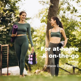 LIONSCOOL 2LB 3LB 4LB Pair Neoprene Coated Dumbbell Set with Sturdy and Portable Rack, All Purpose Premium Hex Dumbbell Set (Lilac Fantasy)