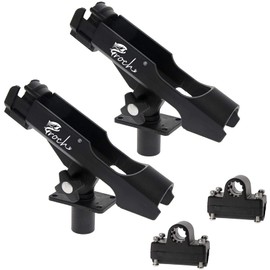 Croch 2 Pcs Adjustable Fishing Rod Holder for Boat and Kayak, Plastic, Black, Deck Mount