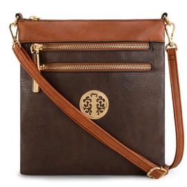 Montana West Crossbody Bags for Women Small Contrast Travel Purses Multi Pocket Triple Crossover, Lightweight with Adjustable Strap Coffee MWC-0421CF