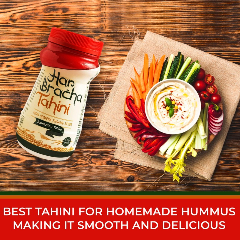 Har Bracha Tahini Paste (17.6 oz). 100% Natural, Vegan Friendly